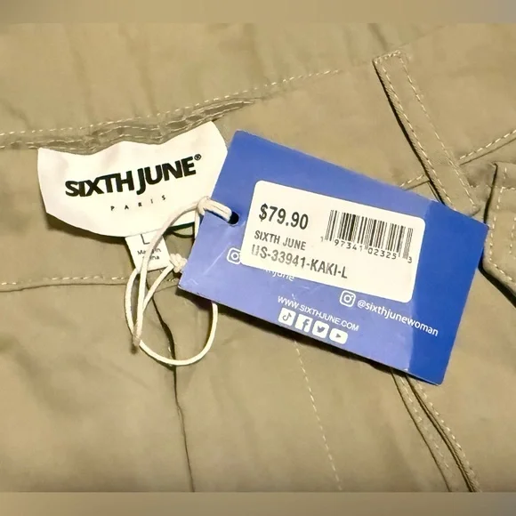 NWT SIXTH JUNE Women’s Multi pockets cargo Pants 33941-KAKI,Sizes XS, S, M and L - Picture 8 of 8